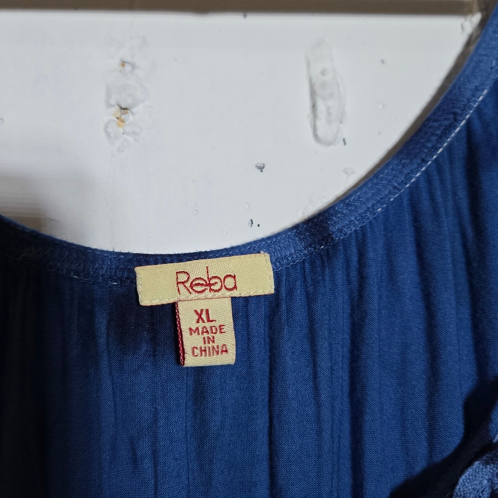 Reba Blue Tie Dye Lace Maxi Dress XL Whimsigoth Boho Western Gypsy Fairy Flowy - Picture 4 of 10